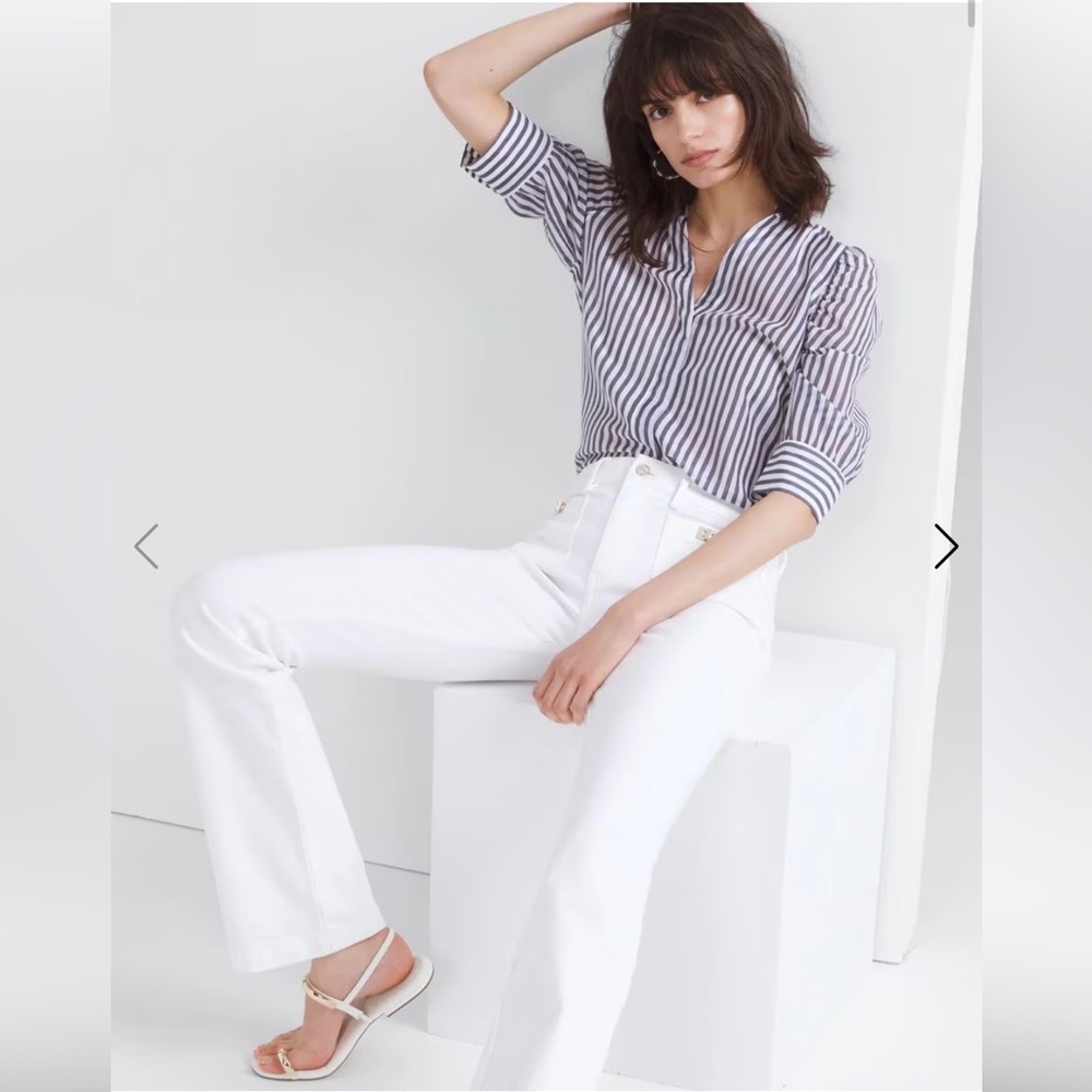 WHBM Pinstripe Silk Blend Top